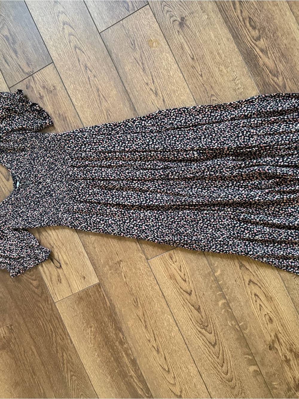 Abercrombie & Fitch Black Floral Maxi Dress with Pink & White Accents